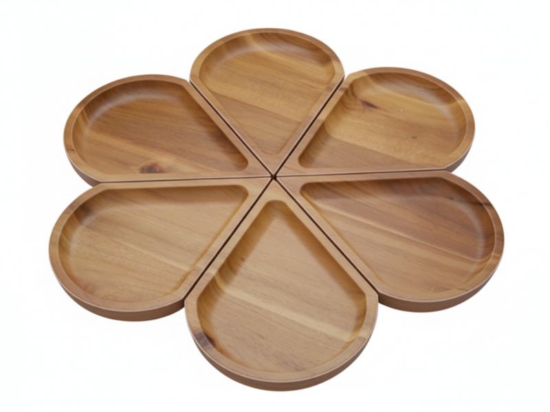 Acacia Wood Modular Flower Serving Platter Set - Versatile Tableware